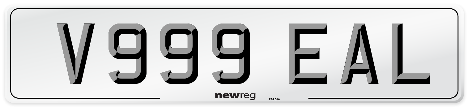 V999 EAL Number Plate from New Reg